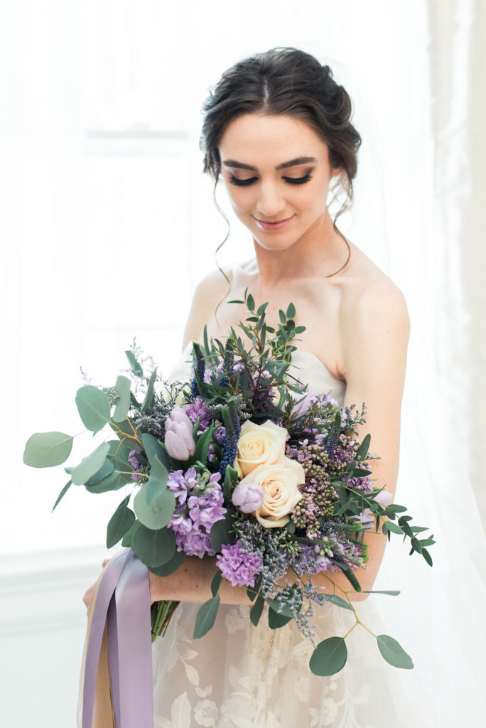 The Commons 1854 Bridal Styled Shoot Bride with Bouquet